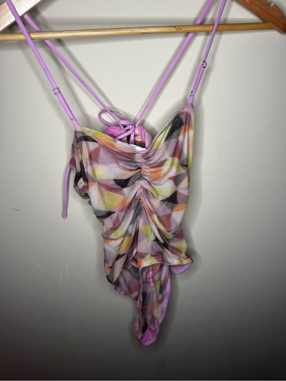 Urban Outfitters Lavender Multicolor Ruched Cami Top